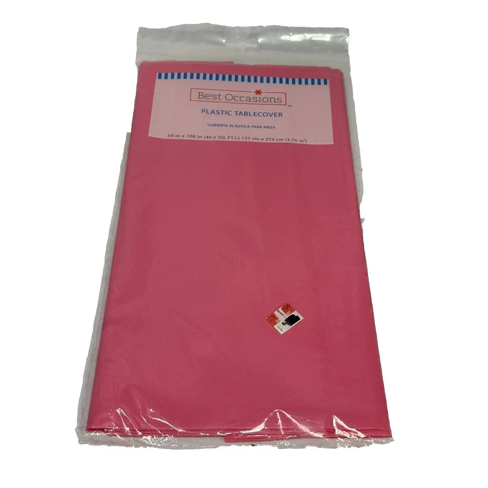 LOT OF 2 BEST‎ OCCASIONS plastic table cover 58 X 108 rectangle PINK